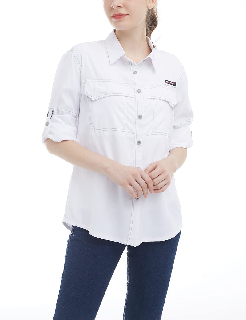Little Donkey Andy Women's UPF 50+ UV Protection Shirt, Long Sleeve Fishing Shirt, Breathable and Fast Dry Bright White M - Image 1